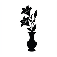 Flower Vase Silhouette - Floral Arrangement Vector