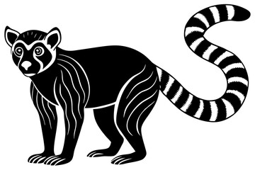 Silhouette Vector Art Illustration of Stylized Lemur Drawing – Wildlife Clip Art