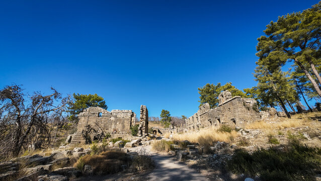 The ruins of Seleukeia (Lyrbe) Ancient City in Turkey