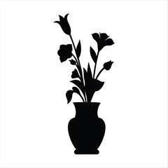 Flower Vase Silhouette - Floral Arrangement Vector