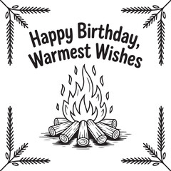 Campfire Doodle Vector Illustration with Flames and Logs in Sketch Style