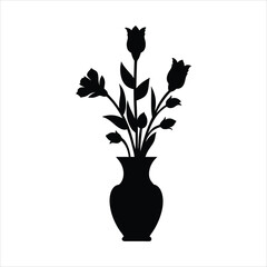 Flower Vase Silhouette - Floral Arrangement Vector