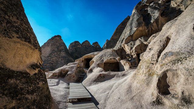 The landscape of Selime Cathedral in Cappadocia