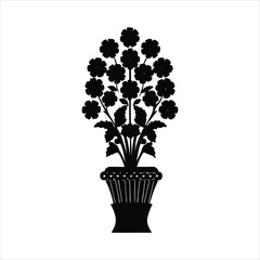 Flower Vase Silhouette - Floral Arrangement Vector