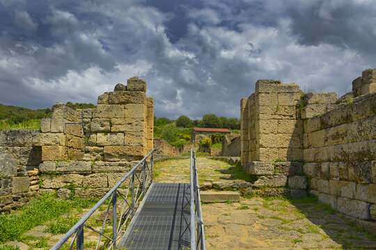 Archaeological Park of Velia, Salerno, Campania, Italy. The Romans called this town Velia, while the Greeks called it Elea. Its excavations are one of the treasures of the National Park of Cilento