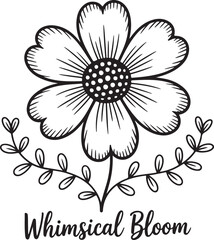 Whimsical Flower Doodle Vector Illustration with Uneven Petals