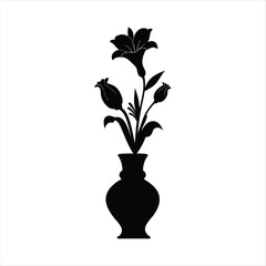 Flower Vase Silhouette - Floral Arrangement Vector