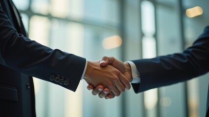 Successful of arab business partner handshake together in modern office.Partnership approval and thanks gesture concept
