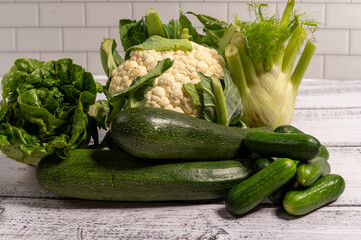 fresh vegetables on the kitchen table