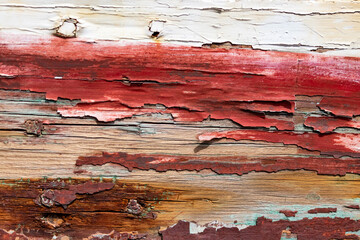 Peeling paint on an old boat