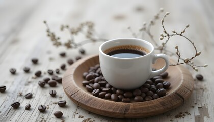 Aromatic Coffee Dark Roast Espresso in a White Cup