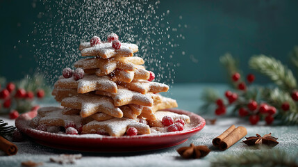 New year’s cover. Greeting card with gingerbread christmas tree