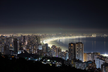 Obraz premium Night aerial view of the city of Santos