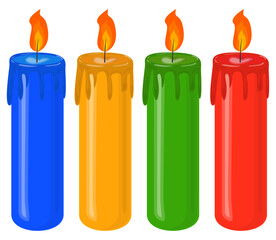 Set of colored candles concept vector illustration christmas decoration graphic