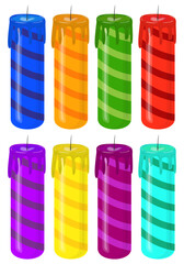 Set of colorful chandles christmas decoration creative vector illustration concept