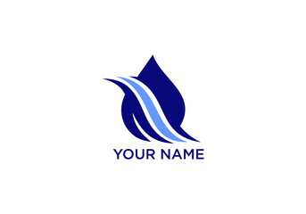 Abstract Water Drop Symbol with Flowing Wave Design Element