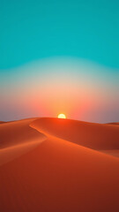 Vibrant Orange Sand Dunes at Sunset Under a Cloudless Blue Sky vertical