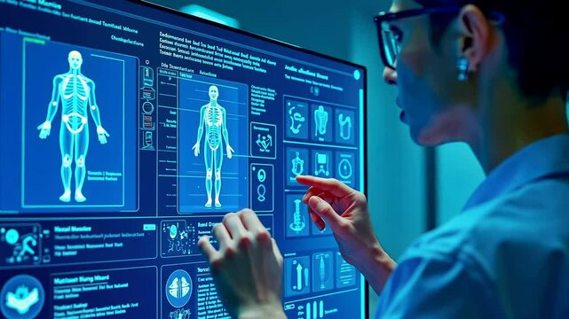 AI Doctor, diagnostic imaging, patient analysis. Health technology. Vessels dilate during increased activity. Heart rate monitors overall health. Body systems depend on robust circulation.