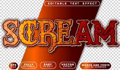  Scream Horror Fear Panic Red Orange Fully Editable Vector Text File