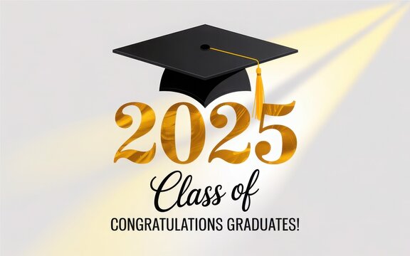 Golden Class of 2025 graduation celebration design. - Powered by Adobe