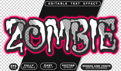 Zombie Horror PinkHalloween Spooky Fully Editable Vector Text File