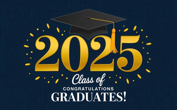 Class of 2025 graduation celebration image with a cap.