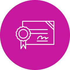 Certificate Vector Line Pink Circle Icon Design
