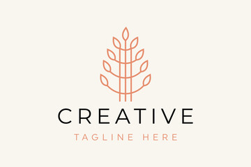 Natural tree minimalist design line art logo