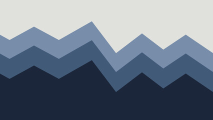 Fototapeta premium The image displays a series of zigzagging, mountain-like shapes in various blue tones against a uniform light background. High Resolution 300 DPI Wallpaper, Poster, Banner, Printing