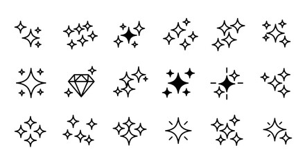 Sparkling Star Icons 20 Line Art Designs for Projects
