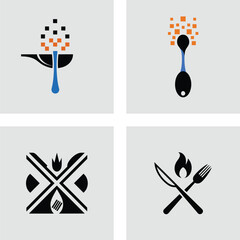 Digital Food Icons Restaurant, Cooking, and Culinary Designs