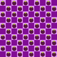 This image features a lively, colorful fruit-themed pattern arranged in a checkerboard layout.