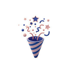 Minimalist 3D Render of a Plastic Party Popper Icon: A Simple, Clean, Digital Illustration Representing Celebration and Festive Occasions, Ideal for Graphic Design Elements and Visual Assets.