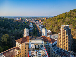 Sunny aerial exterior view of the famous Arlington hotel