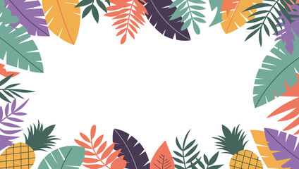 Bright Tropical Design with Pineapples, Colorful Leaves, and Vibrant Foliage