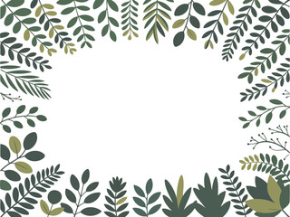 Obraz premium Lush Greenery Frame with Various Leaves for Custom Designs on Transparent Background