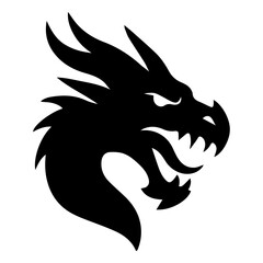 Fierce Dragon Head Silhouette Vector Illustration