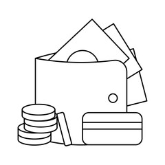 wallet illustration coloring page printable