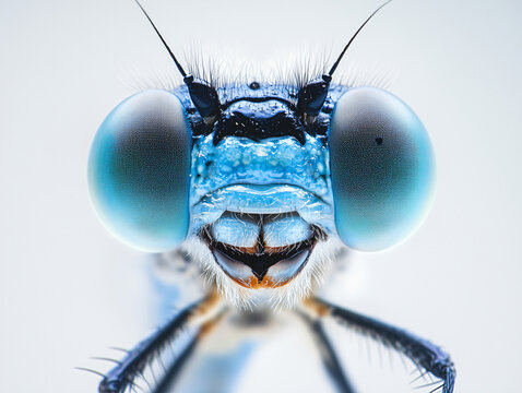 Blue Dragonfly Face Macro, Extreme Close-Up