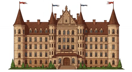 Naklejka premium Medieval castle illustration