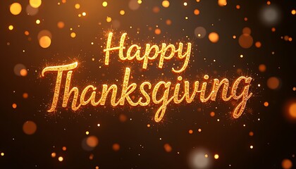 Happy Thanksgiving! Glowing Text with Sparkles