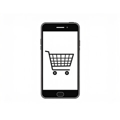 E-commerce concept with smartphone and shopping cart