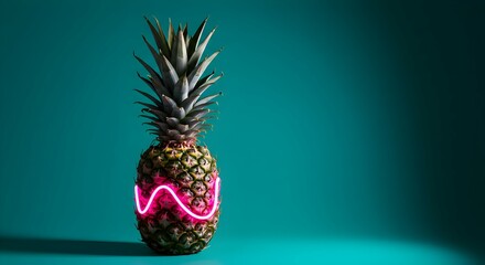 Vibrant Pineapple with Neon Pink Sunglasses