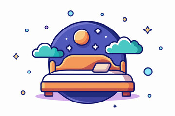 space bed stars clouds art