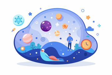 glowing dream bubble sleeping figure