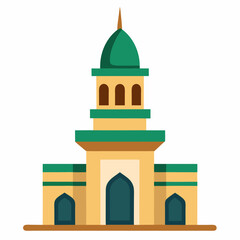 mosque minaret illustration, isolated on white background