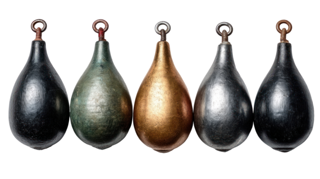 Set of Vintage Weights in Different Colors and Finishes for Use in Various Applications and Styles