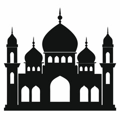mosque silhouette vector illustration, islamic theme design element, suitable for islamic holiday banner, poster, and etc