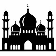 mosque silhouette vector illustration, islamic theme design element, suitable for islamic holiday banner, poster, and etc