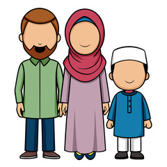 muslim family vector illustration, islamic theme design element, suitable for islamic holiday banner, poster, and etc